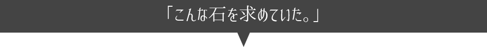 「こんな石を求めていた。」